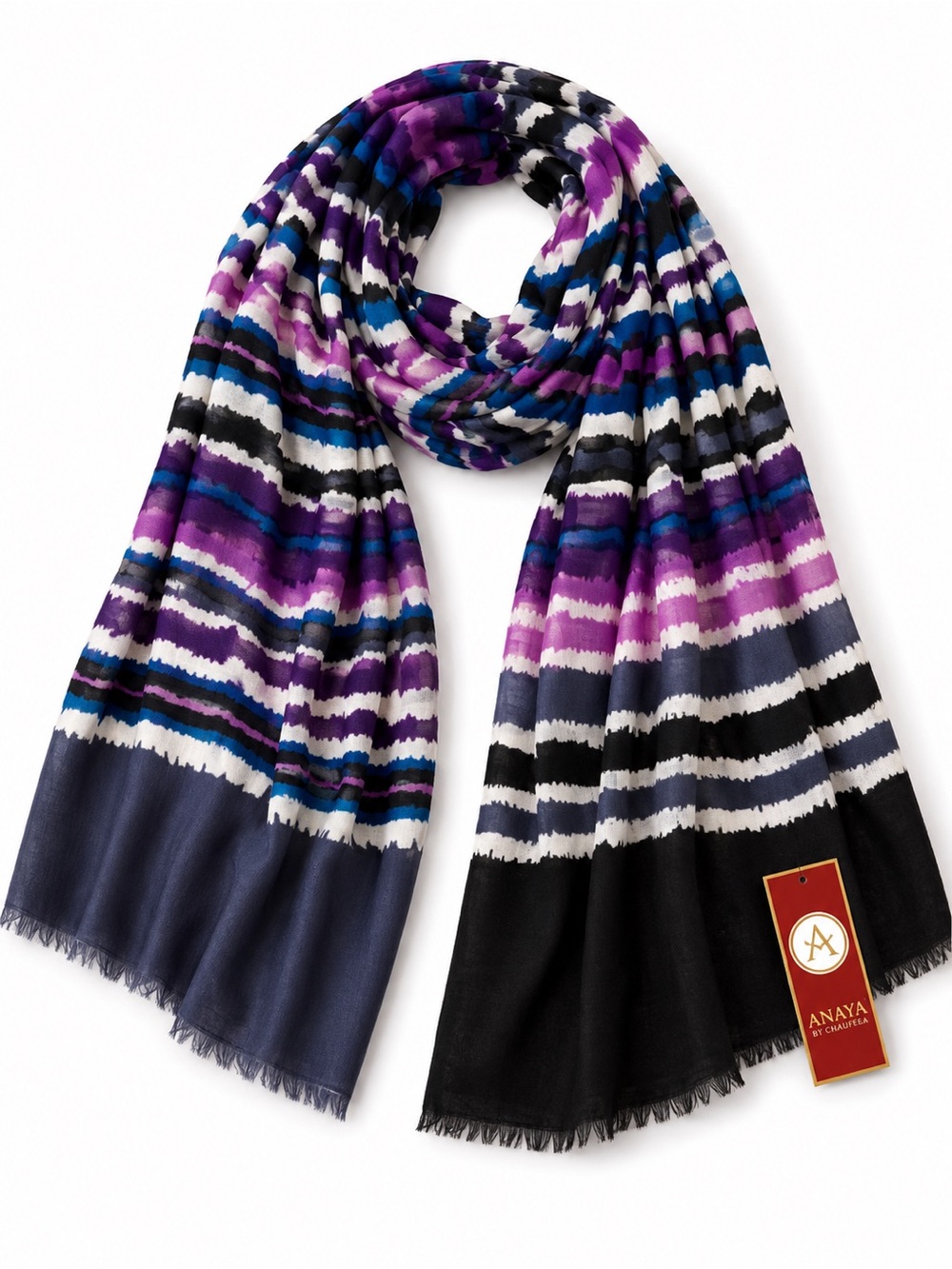 Luxury Striped Purple & Blue Lightweight Scarf